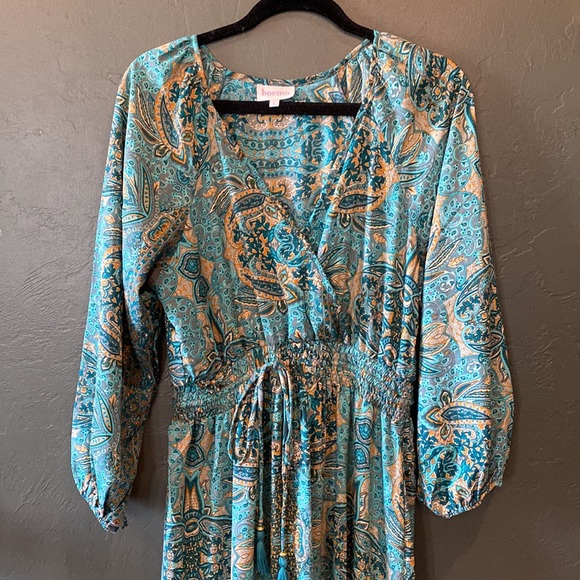 Anthropologie Boemo Paisley Bohemian Maxi Dress Large - Picture 3 of 13